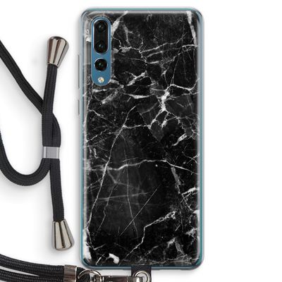Zwart Marmer 2: Huawei P20 Pro Transparant Hoesje met koord