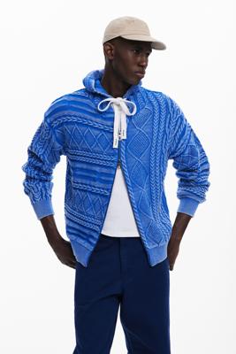 Gebreide trui met rits - BLUE - XL