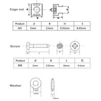 ROLINE Montagemateriaal voor 19 componenten, M5, 100-voudig, zwart - thumbnail