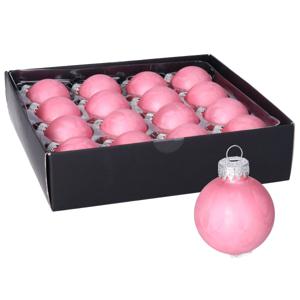 Luxe kleine kerstballen - 16x stuks - 4 cm - roze - glas - ice finish