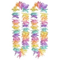 Hawaii krans/slinger - 2x - Tropische/zomerse kleuren mix - Bloemen hals slingers