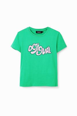 T-shirt met korte mouwen en stras - GREEN - XL