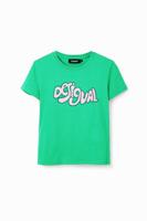 T-shirt met korte mouwen en stras - GREEN - XL T-shirt met korte mouwen en stras - GREEN - XL