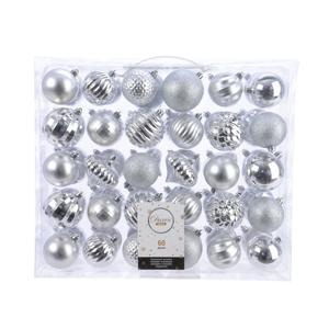 Decoris Kerstballen - 60x st - zilver - 6 en 7 cm - kunststof - kerstversiering