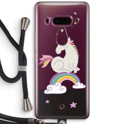 Regenboog eenhoorn: HTC U12+ Transparant Hoesje met koord