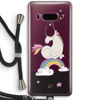 Regenboog eenhoorn: HTC U12+ Transparant Hoesje met koord