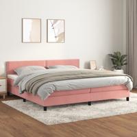 Boxspring met matras fluweel roze 200x200 cm
