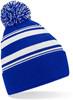 Beechfield CB473R Striped Fan Beanie - Bright Royal/White - One Size