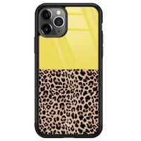 iPhone 11 Pro Max glazen hardcase - Luipaard geel
