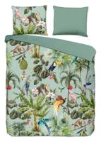 Descanso Dekbedovertrek "dieren in de jungle" - Groen - (240x200/220 cm) - Biologisch Katoen satijn