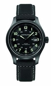 Horlogeband Hamilton H0017057573301 / H600705113 Leder/Textiel Zwart 20mm