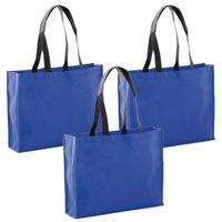 10x stuks draagtassen/schoudertassen/boodschappentassen in de kleur blauw 40 x 32 x 11 cm