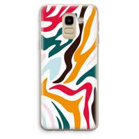 Colored Zebra: Samsung Galaxy J6 (2018) Transparant Hoesje - thumbnail