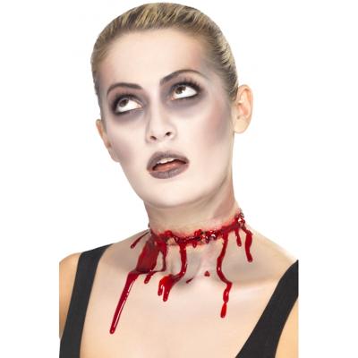 Halloween bloed doorlopen litteken - rondom nek - ketting - rood - horror wonden