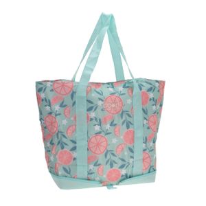 Koeltas/strandtas Tropisch fruit thema groen 50 x 40 cm   -