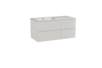 Storke Edge zwevend badmeubel 110 x 52 cm hoogglans wit met Diva asymmetrisch linkse wastafel in composietmarmer hoogglans wit