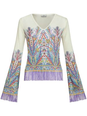 ETRO haut en maille à imprimé graphique - Blanc