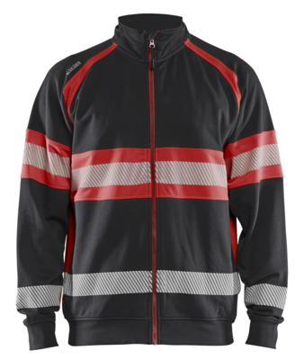 Blåkläder High-Vis sweater 35511158 | Zwart/High-Vis Rood | Maat L - 7330509838846