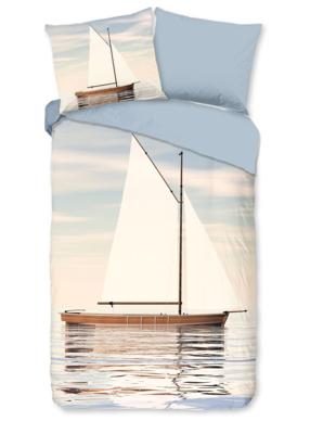 Good Morning Dekbedovertrek "maritiem/ zeilboot" - Blauw - (140x200/220 cm) - Katoen