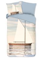 Good Morning Dekbedovertrek "maritiem/ zeilboot" - Blauw - (140x200/220 cm) - Katoen