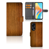 OPPO A98 5G Book Style Case Donker Hout - thumbnail