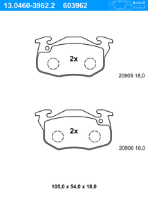 Remblokkenset, schijfrem ATE, u.a. für Peugeot, Citroën