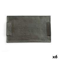 Snackdienblad Quid Mineral Gres Zwart Keramisch 30 x 18 cm (6 Stuks)