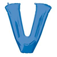 Folieballon Blauwe Letter 'V' - Groot - thumbnail