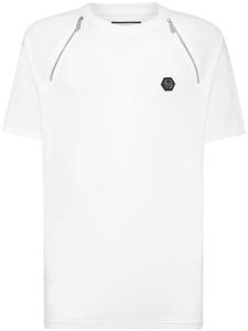 Philipp Plein zip-embellished cotton T-shirt - Blanc