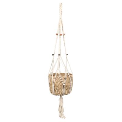 Natural Living plantenpot aan macrame touw - plantenhanger - zeegras pot - H125 cm - D25 cm