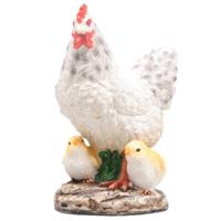 Kip met kuiken tuin beeldje - voor binnen/buiten - 15 x 10 x 20 cm - dieren tuinbeelden