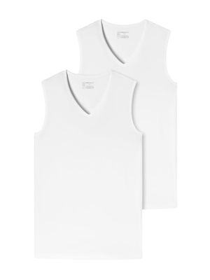 Schiesser - 95-5 - Tanktop V-neck - 2-pack - wit Schiesser - 95-5 - Tanktop V-neck - 2-pack - wit