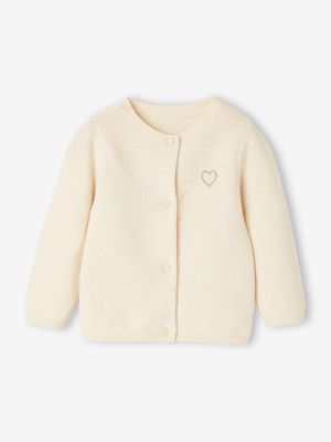 Geborduurd babyvestje met gouden hartjes ivoor