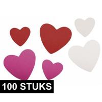 Plak hartjes mix kleuren - 100x stuks Crepla foam hartjes - zelfklevend - knutselen