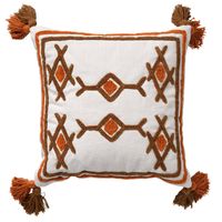 Dutch Decor - ZITA - Sierkussen katoen 45x45 cm - Snow White - wit / bruin / terra - Kussen met flosjes