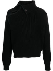 Jacquemus pull en maille nervurée à design asymétrique - Noir