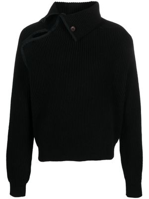 Jacquemus pull en maille nervurée à design asymétrique - Noir