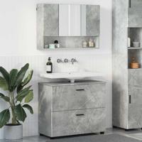 Badkamermeubelset met lade 2 pcs Betongrijs 76,5 x 35 x 64 cm