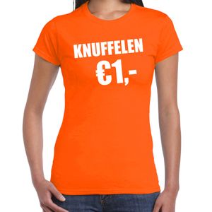 Koningsdag t-shirt knuffelen 1 euro oranje voor dames