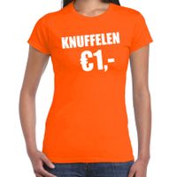 Koningsdag t-shirt knuffelen 1 euro oranje voor dames