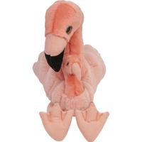 Nature Planet Pluche Flamingos - met baby - 22 cm - tropische vogel Nature Planet Pluche Flamingos - met baby - 22 cm - tropische vogel
