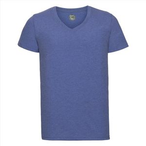 Basic V-hals t-shirt vintage washed denim blauw voor heren