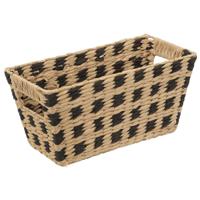 5Five Rieten opbergmand - gevlochten - beige/zwart - 31 x 15 x 1 - Kast-/badkamer mandjes