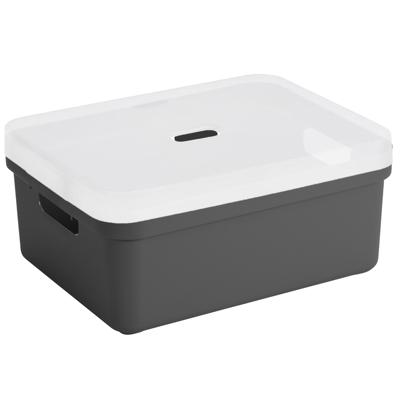 Sunware opbergbox - 24 liter - antraciet - kunststof - transparante deksel - 45 x 35 x 18 cm Sunware opbergbox - 24 liter - antraciet - kunststof - transparante deksel - 45 x 35 x 18 cm