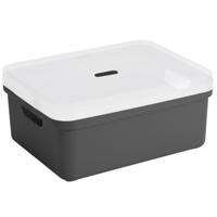 Sunware opbergbox - 24 liter - antraciet - kunststof - transparante deksel - 45 x 35 x 18 cm