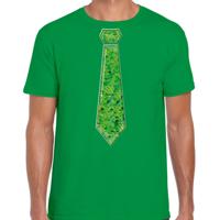 Verkleed t-shirt voor heren - stropdas groen - pailletten - groen - carnaval - foute party - thumbnail