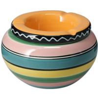 Asbak - gekleurd - D14 cm - aardewerk - oranje - rond - buiten/binnen asbakken
