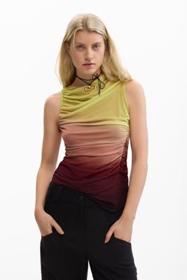 Asymmetrische gedrapeerde top - GREEN - L