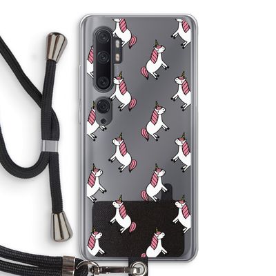 Eenhoorns overal: Xiaomi Mi Note 10 Pro Transparant Hoesje met koord