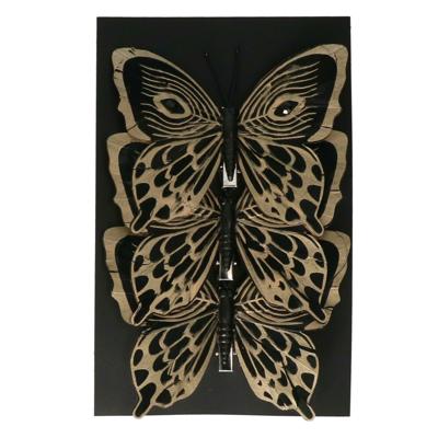 Othmar Decorations kerstboom vlinders op clip - 3x- zwart - 12 cm